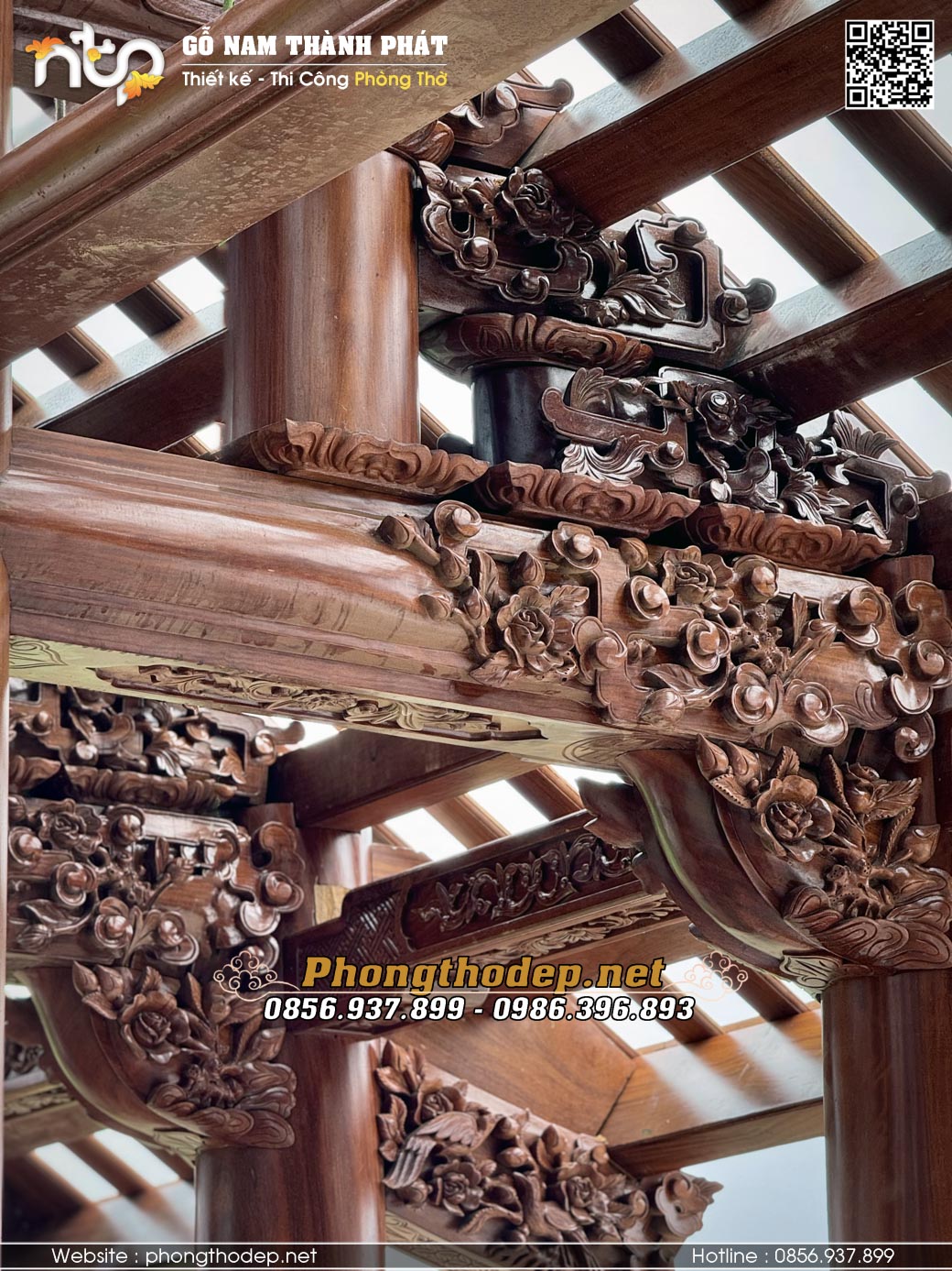 Nghệ thuật đục chạm trong thi công nhà gỗ 3 gian 2 chái